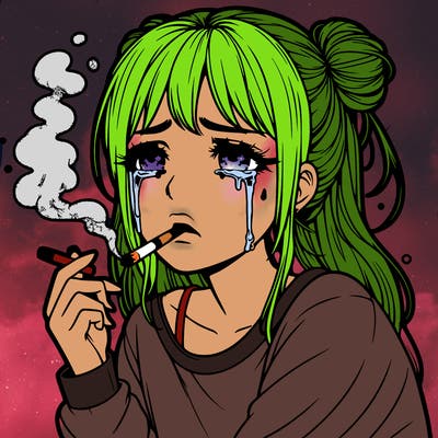 realistic sad girl smoking crying