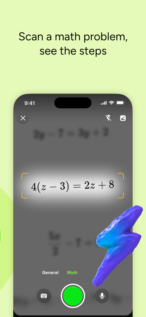 Brainly app interface scanning an algebra equation to provide step-by-step math solutions