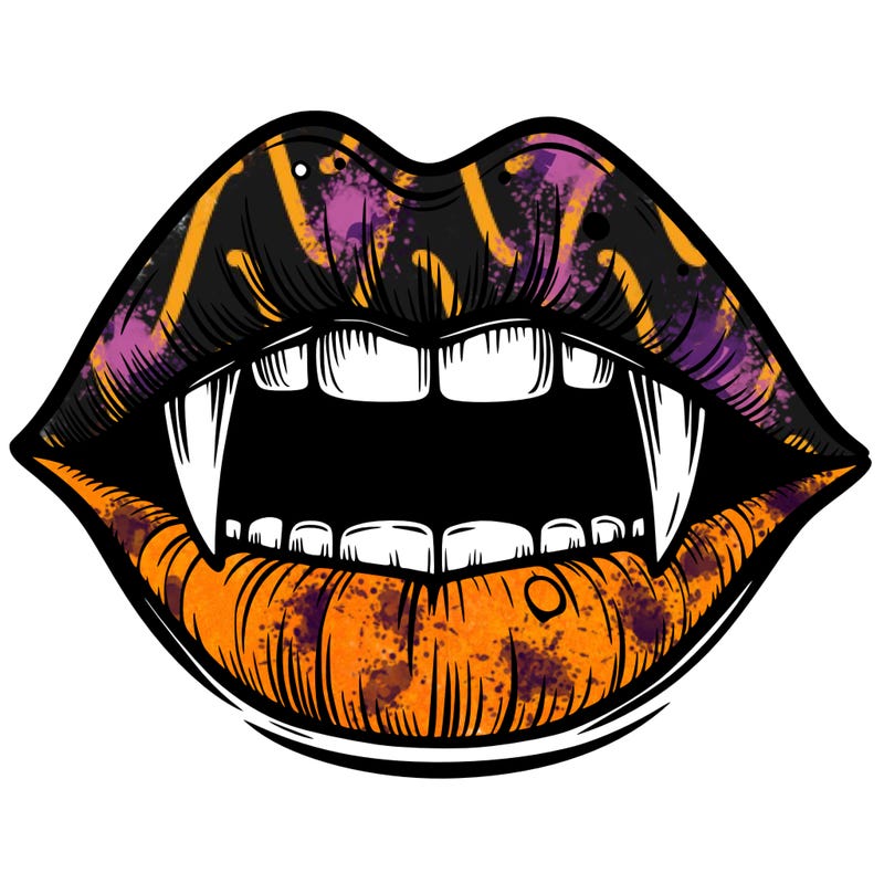 lips with vampire teeth