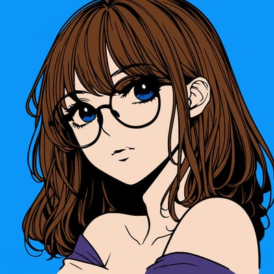 manga woman character with glasses and nice lips