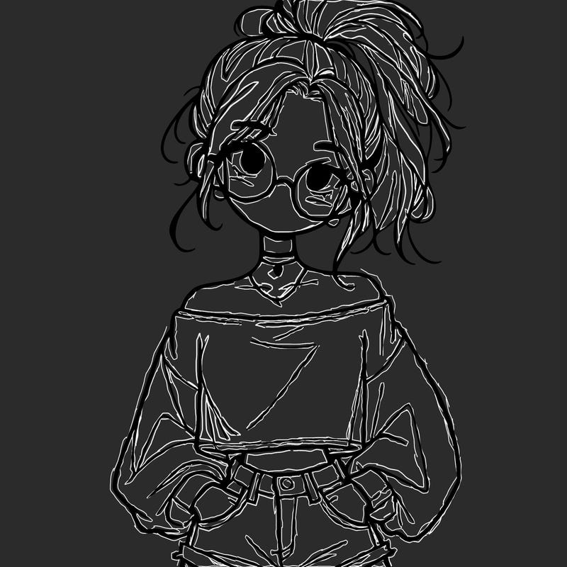 girl with a messy ponytail glasses a baggy crop top and jean shorts