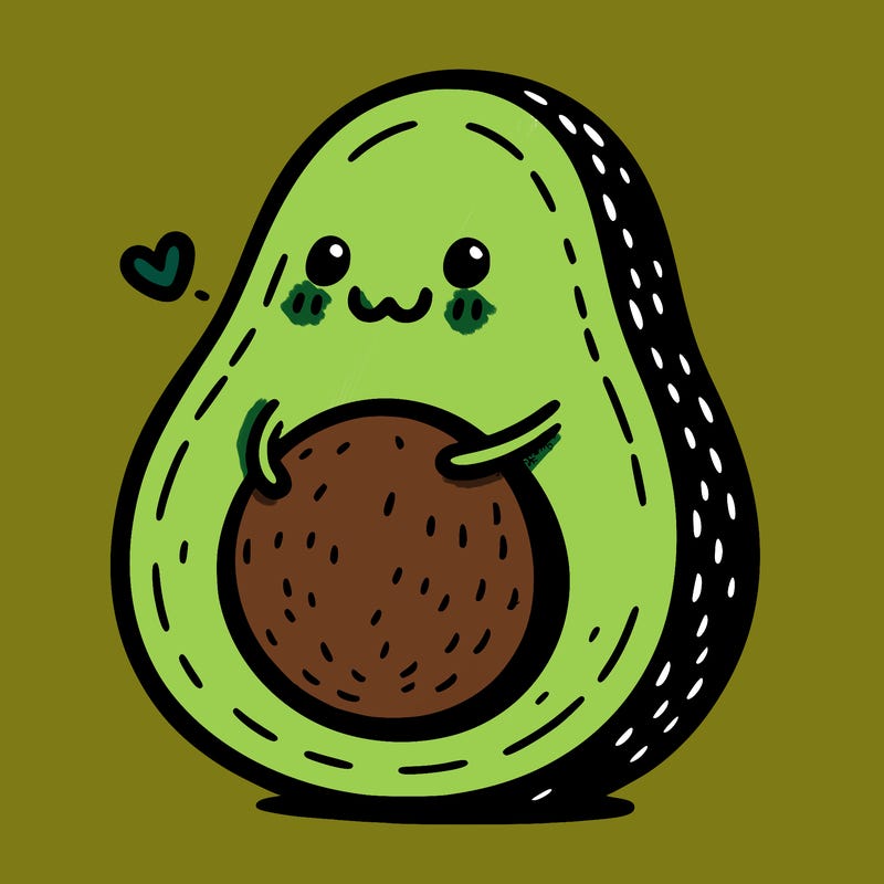 an avocado hugging an avocado