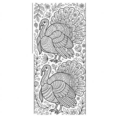 Dive into the detailed world of these charming domestic turkeys with our unique bookmark coloring page. Perfect for marking your place while enjoying a relaxing and creative coloring experience.