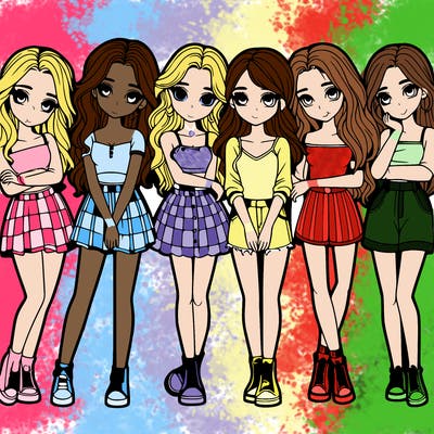 a group of girls realistic