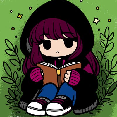 girl in oversized hoodie reading a book
