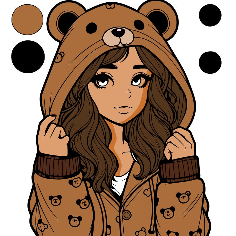 realistic girl in a animal pjs hoodie