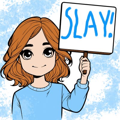 realistic girl holding up a sign