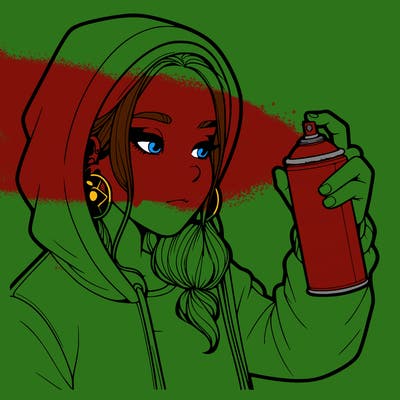 a realistic girl, spray painting