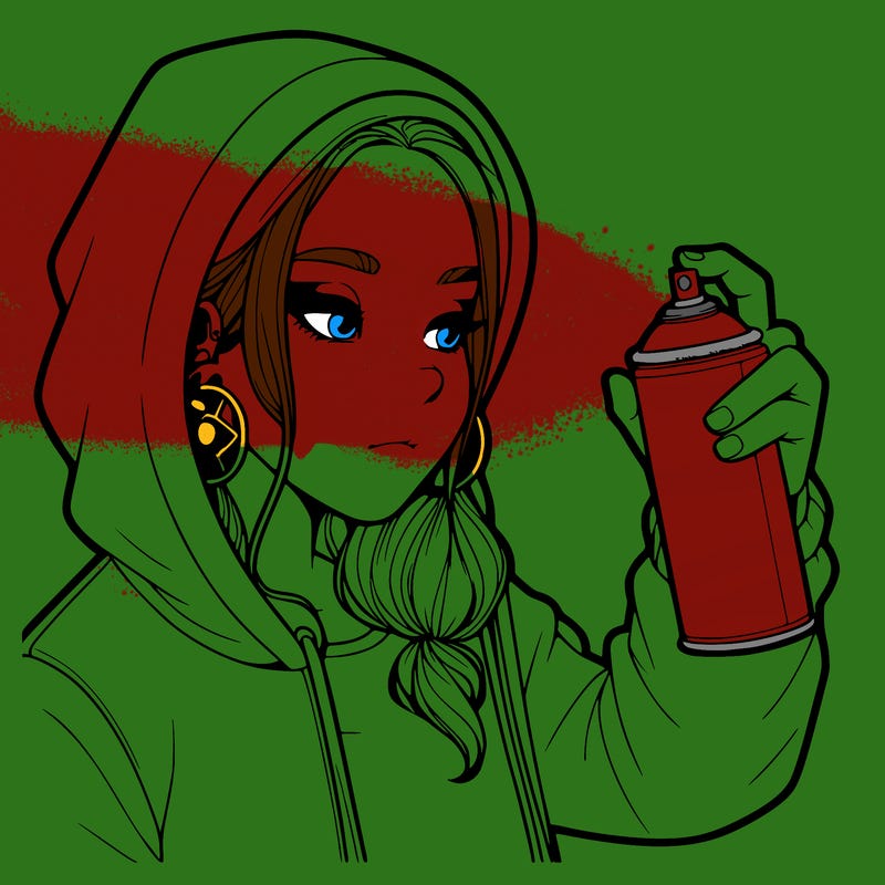 a realistic girl, spray painting