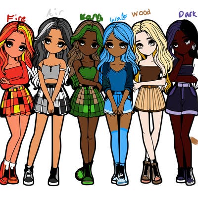 a group of girls realistic