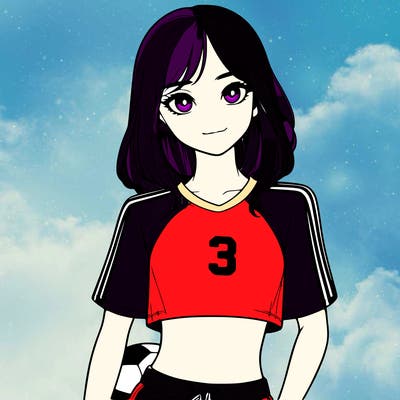realistic girl wearing soccer jersey