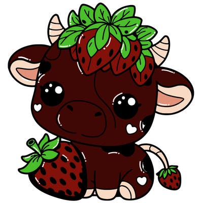 cute strawberry cow