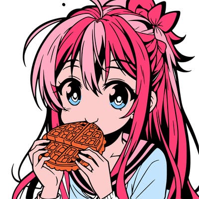 anime eating waffle