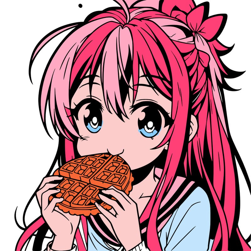 anime eating waffle