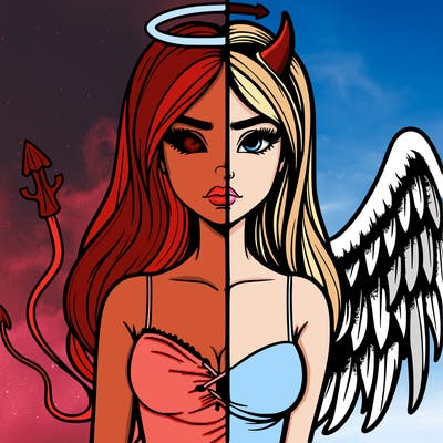 devil vs angel realistic girl