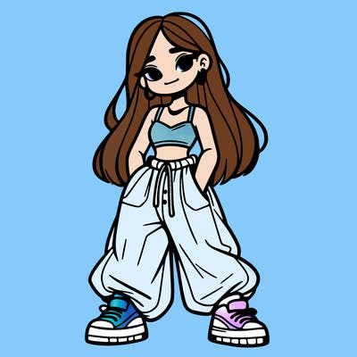 girl in crop top and baggy pants