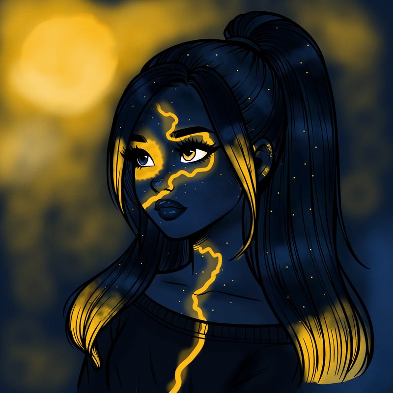 realistic girl with a high ponytail