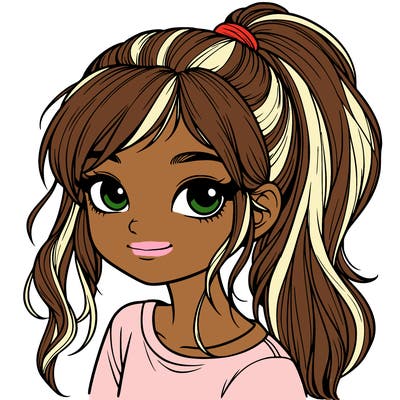 realistic girl with ponytail