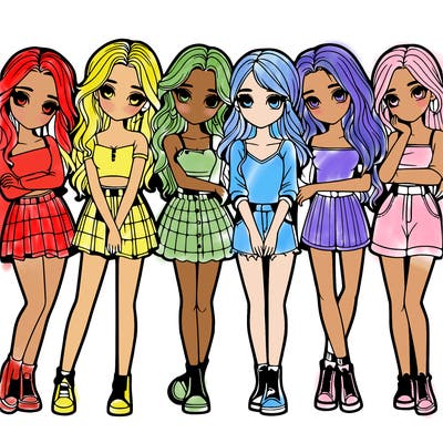 a group of girls realistic