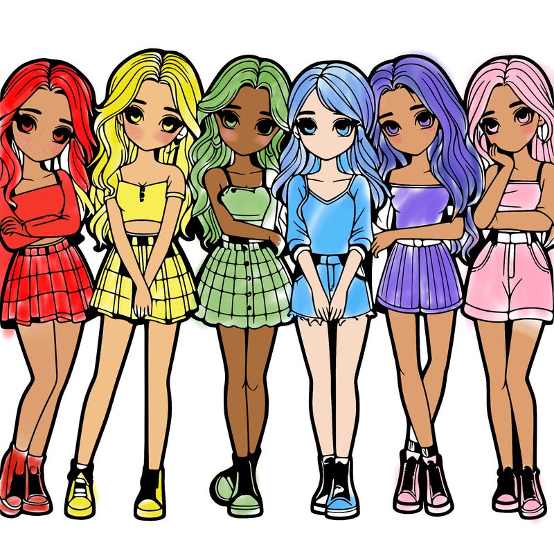 a group of girls realistic