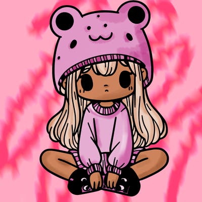 a girl wearing a frog hat and some frog socks