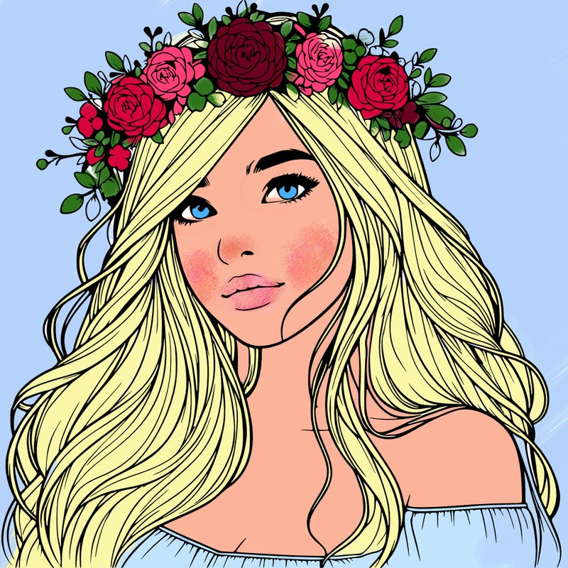 realistic girl with flower crown