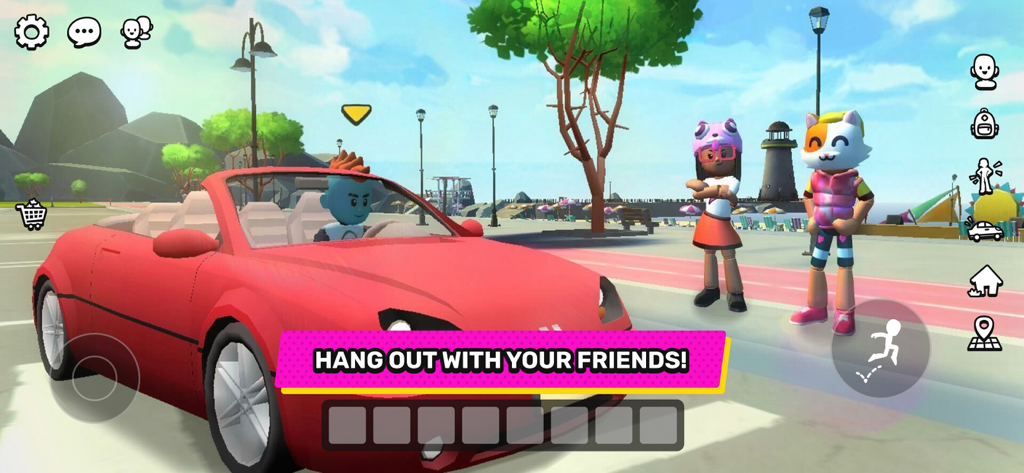 XDRP - XDRP 가상 세계에서 빨간 스포츠카 옆에서 함께 어울리는 아바타들