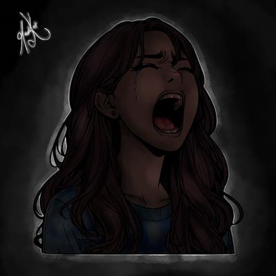 screaming realistic, girl