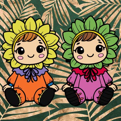 cute little baby in a sunflower costumes