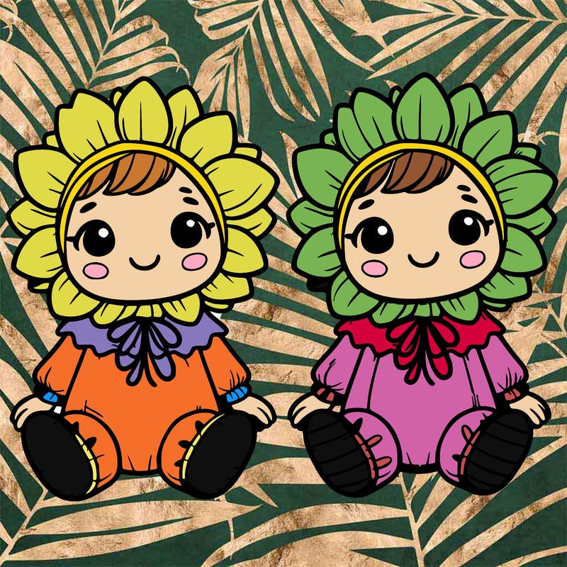 cute little baby in a sunflower costumes