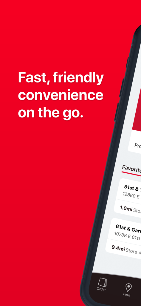 QuikTrip: Coupons, Fuel, Food - QuikTrip mobile app interface showing store locations and favorites