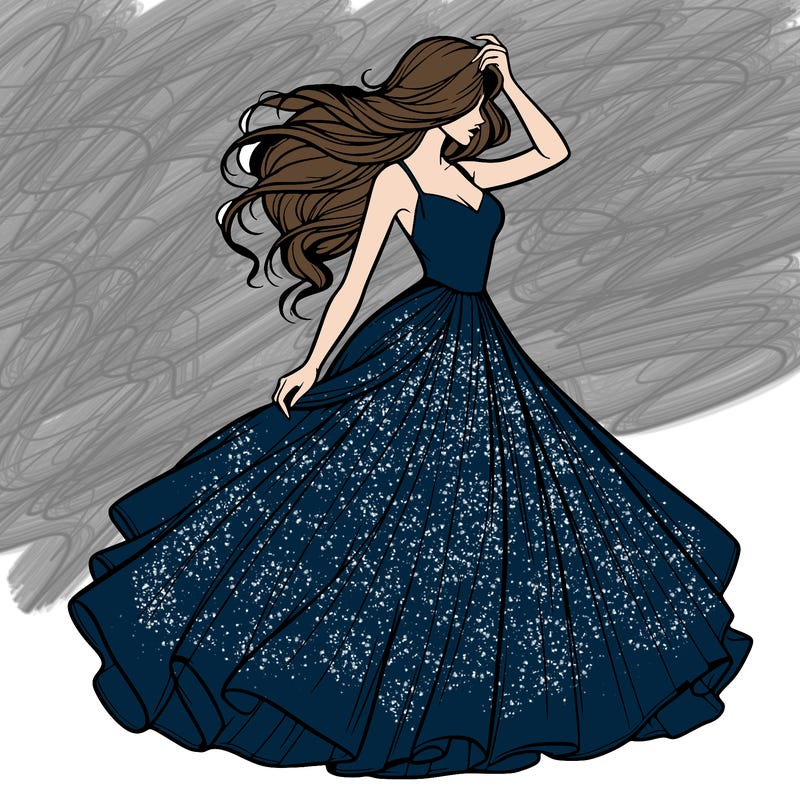 realistic woman with dress flowing in the wind
