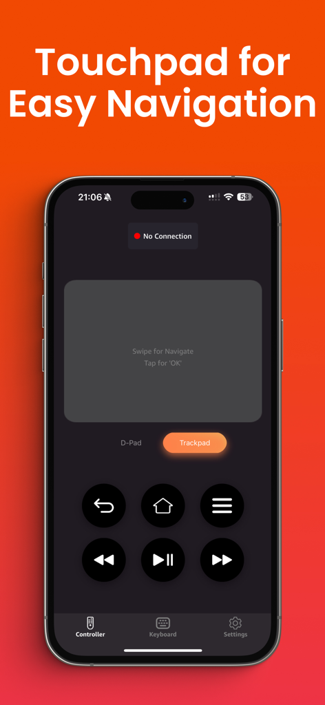 Remote for Firestick · Fire TV - Schermata dello smartphone che mostra l'interfaccia del touchpad dell'app del telecomando Firestick per una facile navigazione.