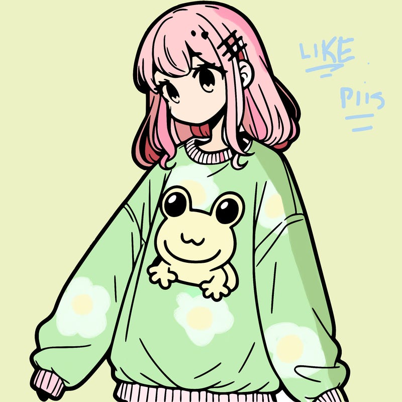 girl wearing frogging sweatshirt