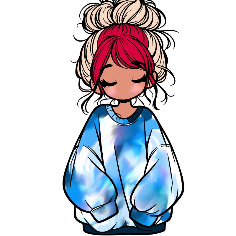 girl with baggy sweatshirt and messy bun