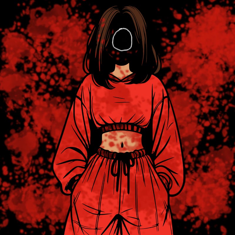 realistic girl faceless with baggy pants and a crop top