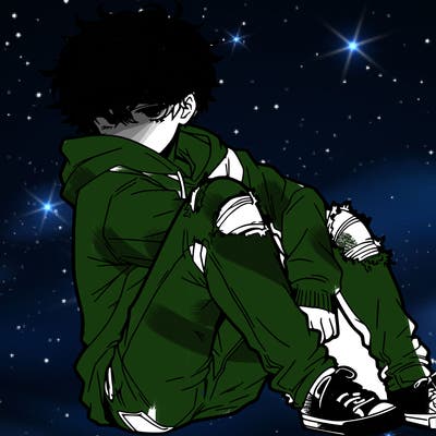 a male hoddie ripped jeans messy hair anime