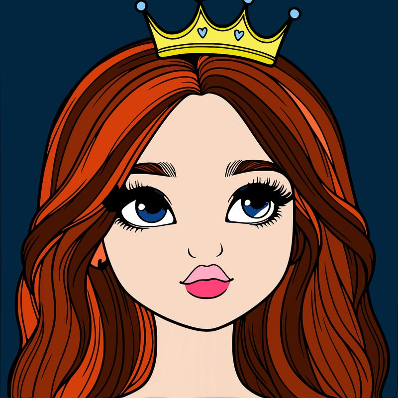 a realistic girl with a crown on