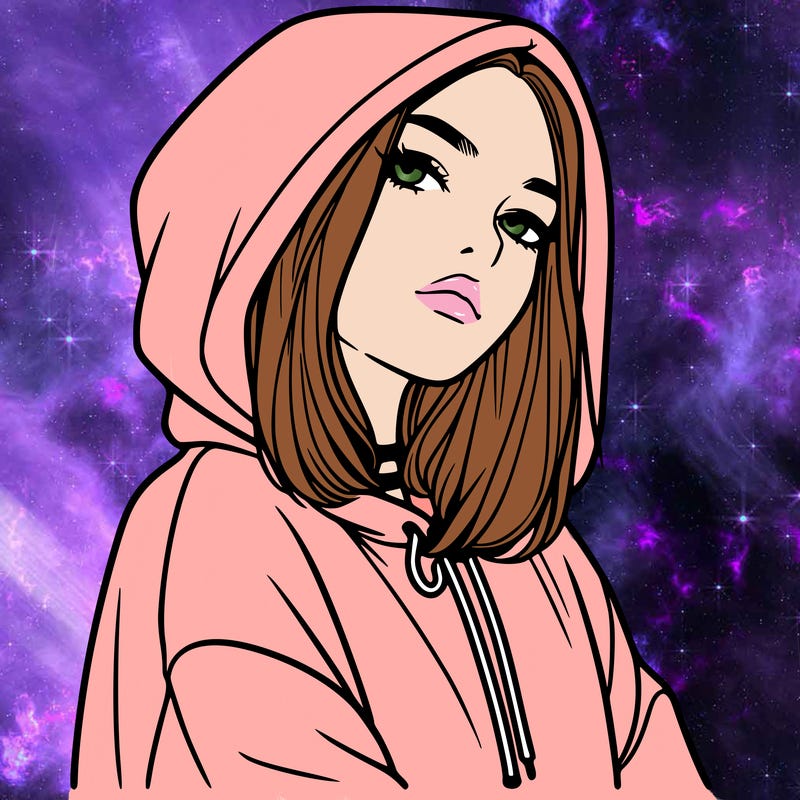 a realistic girl in a hoodie