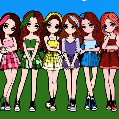 a group of girls realistic