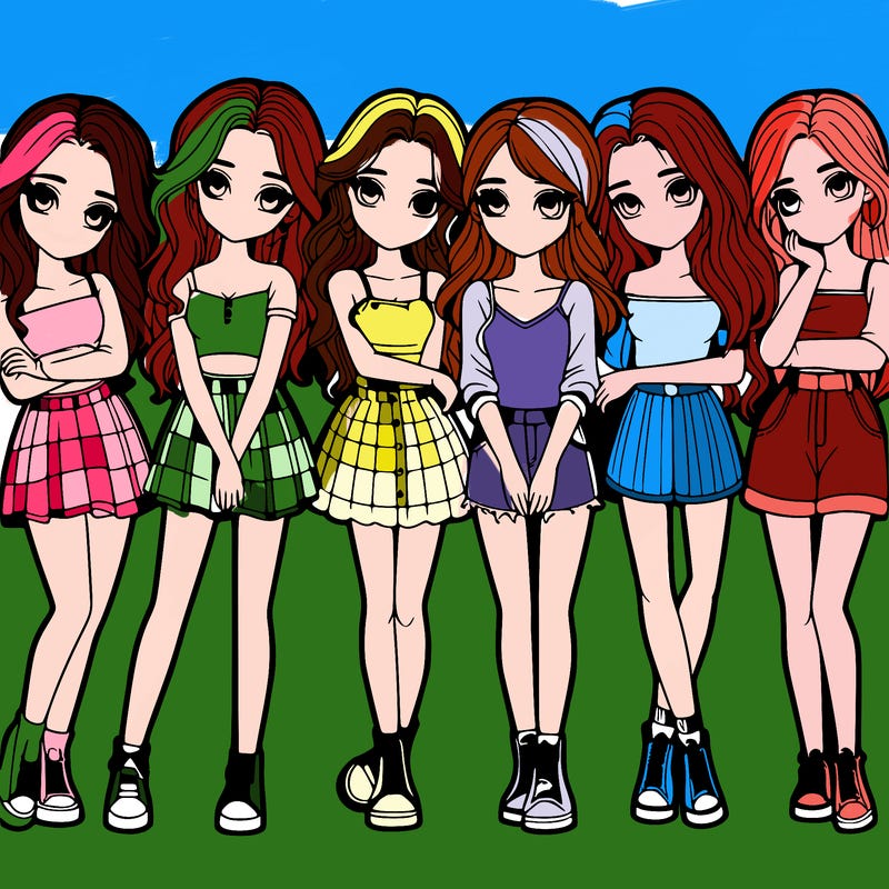 a group of girls realistic