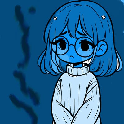 sad girl with glasses in a sweater