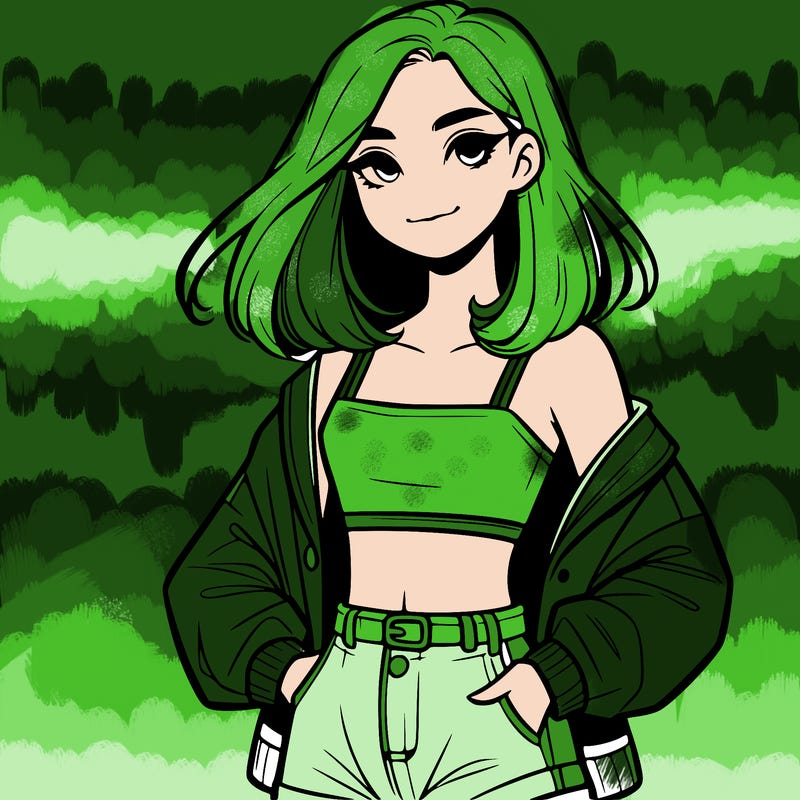 a realistic girl with a crop top and short shorts in an open jacket