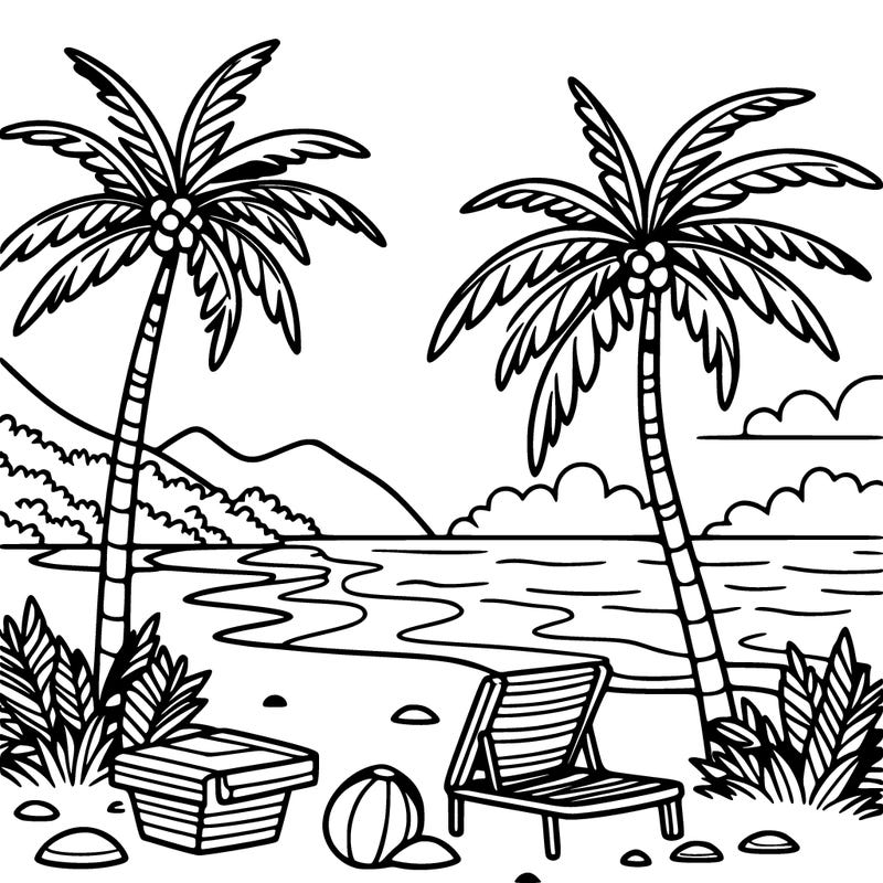 beach with pom trees