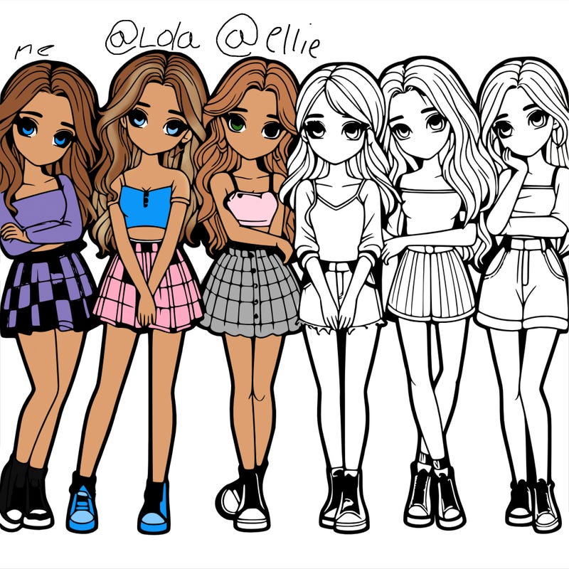 a group of girls realistic