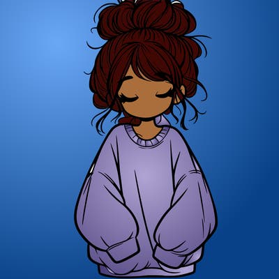 girl with baggy sweatshirt and messy bun