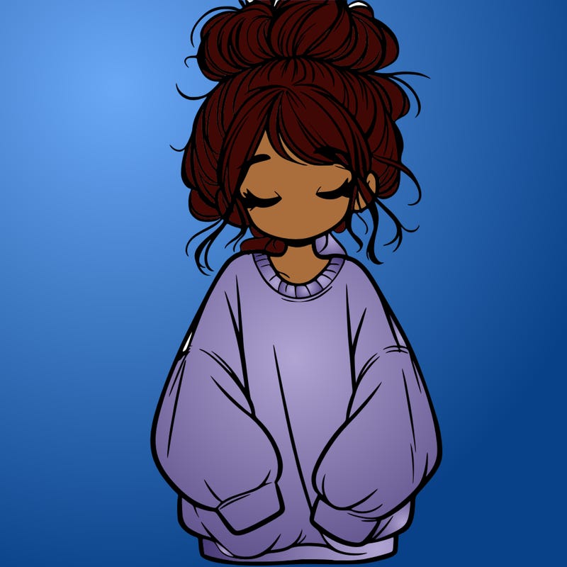 girl with baggy sweatshirt and messy bun