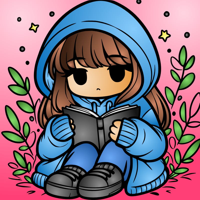 girl in oversized hoodie reading a book