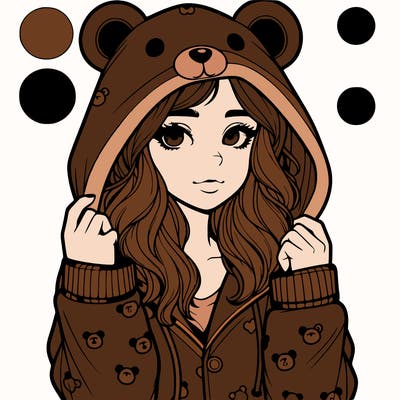 realistic girl in a animal pjs hoodie