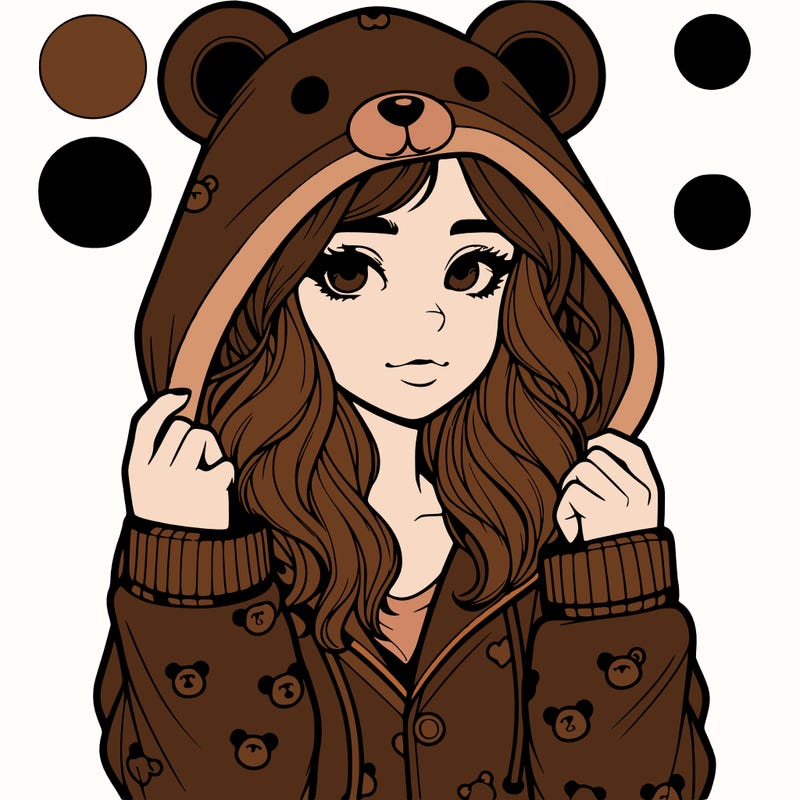 realistic girl in a animal pjs hoodie